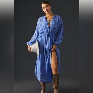 NWoT By Anthropologie Allene Shimmer Maxi Dress Periwinkle Size XL Petite.